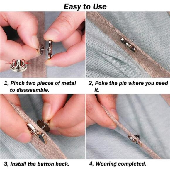 100 Sets Pearl Brooch Buttons, No Sew Instant Removable Reusable Cover Up - Picture 6 of 7